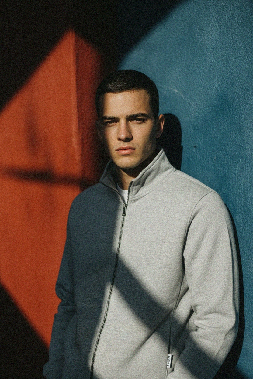 Bluza z kapturem Casual Grey z zamkiem błyskawicznym zdjęcie 3