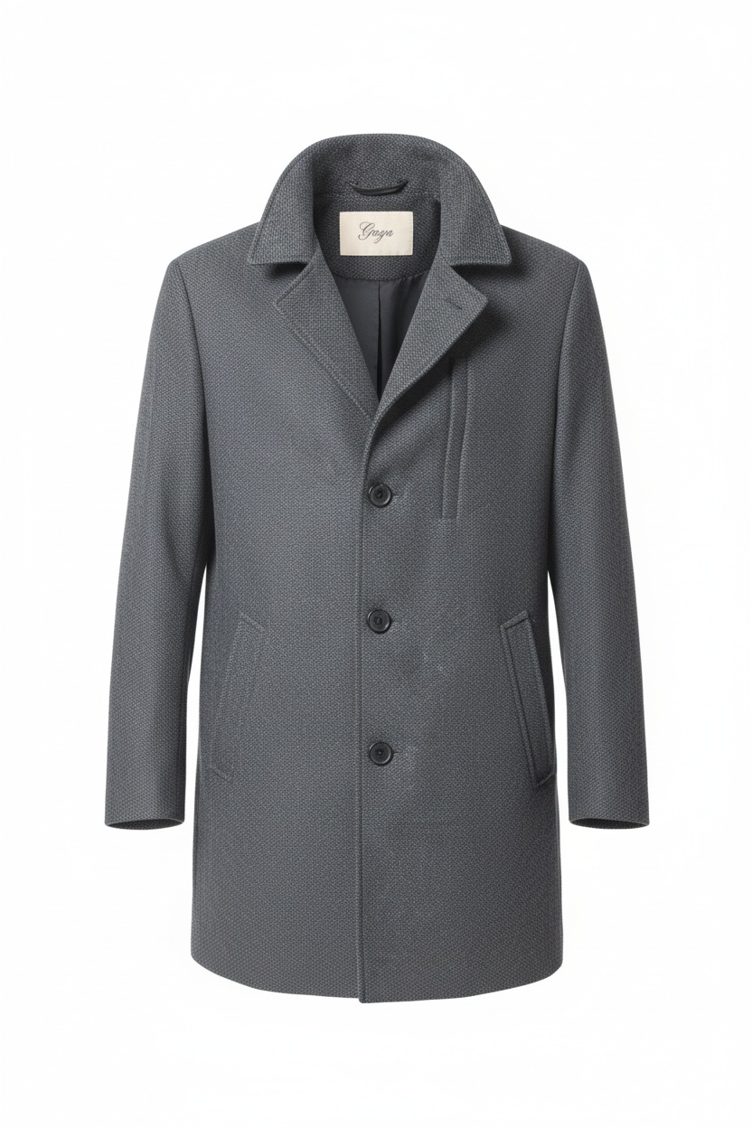 Classic Grey Mid-Length Coat zdjęcie 1