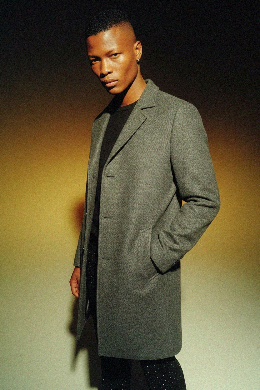 Classic Grey Mid-Length Coat zdjęcie 2