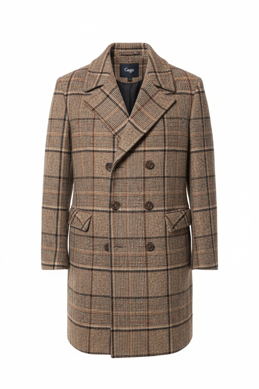 Classic Plaid Double-Breasted Coat zdjęcie 1