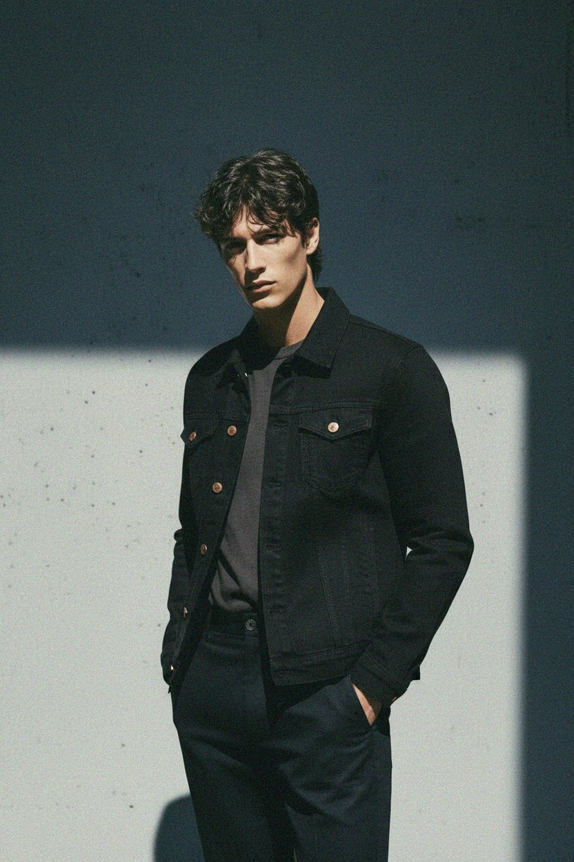 Klasyczna czarna kurtka dżinsowa zdjęcie 3