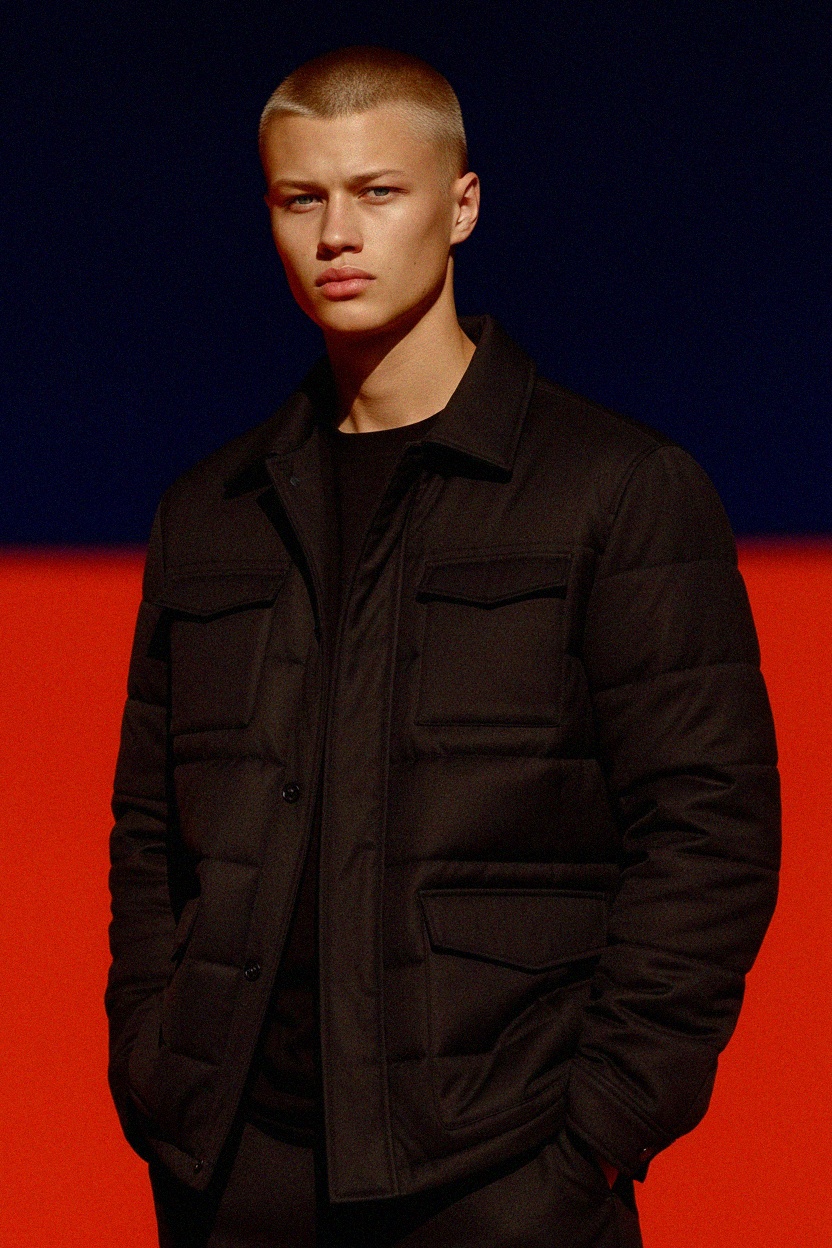 Black Padded Utility Jacket with Multiple Pockets zdjęcie 2