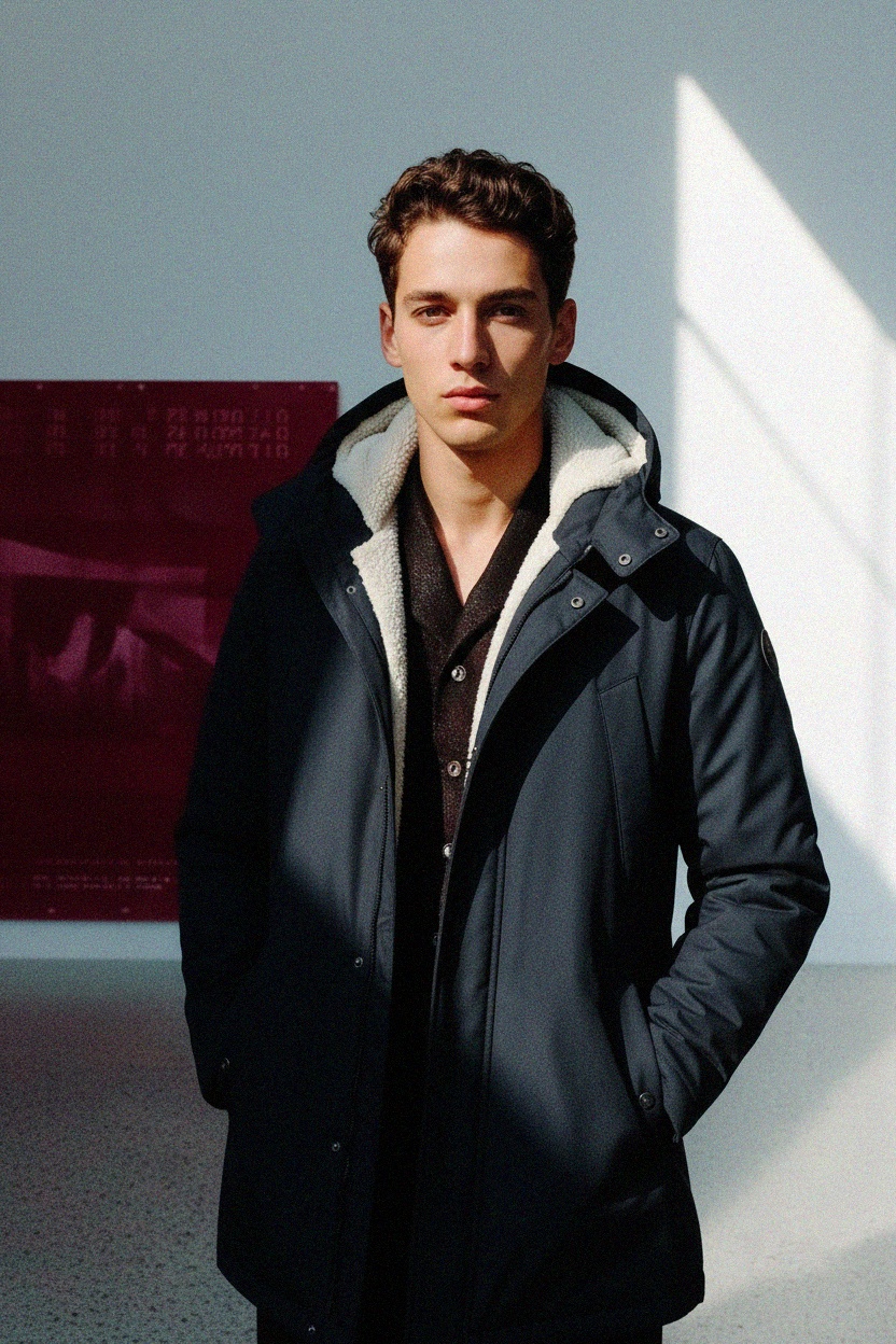 Ciepła kurtka parka z kapturem i przytulną podszewką zdjęcie 3