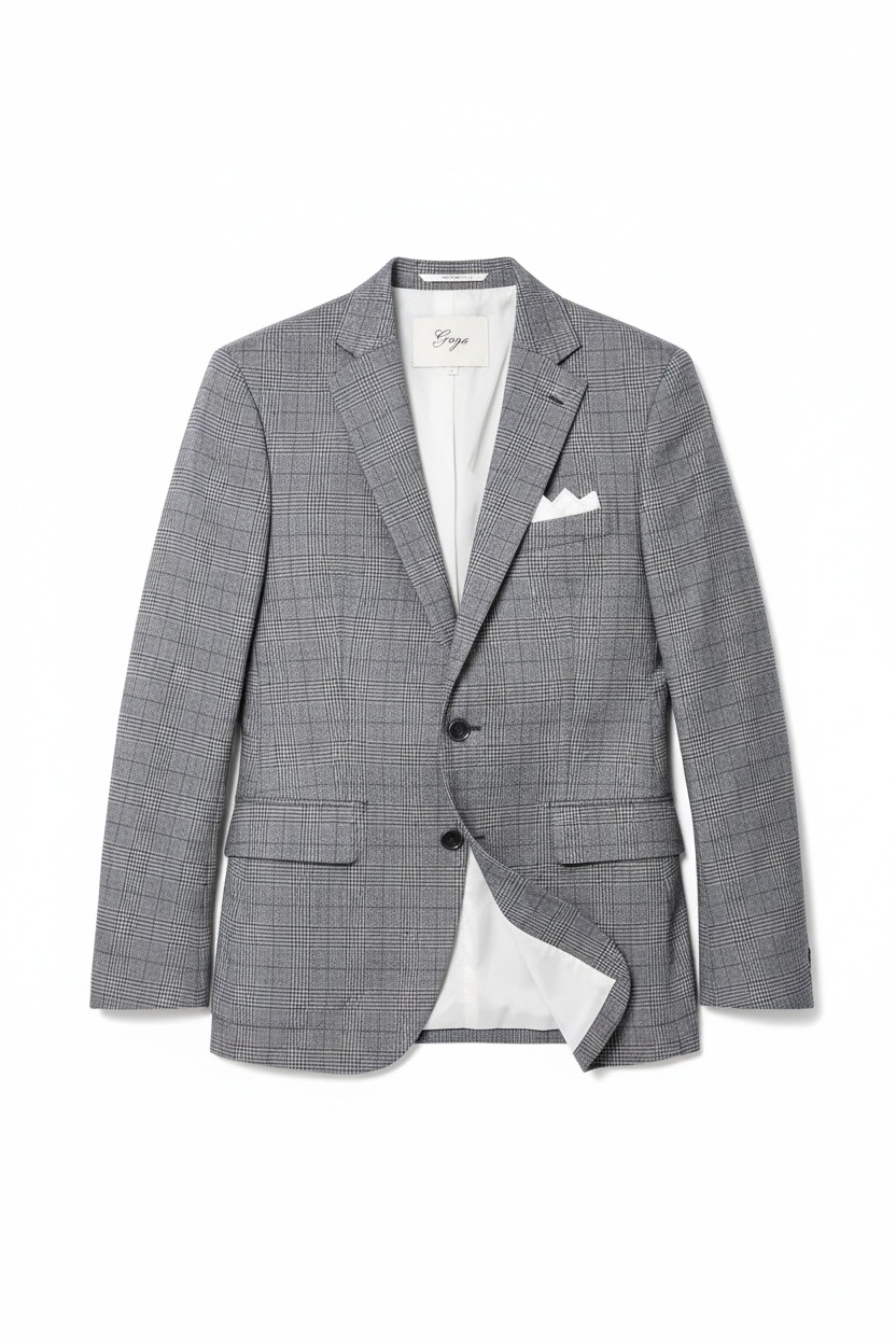 Stylish Grey Plaid Blazer zdjęcie 1