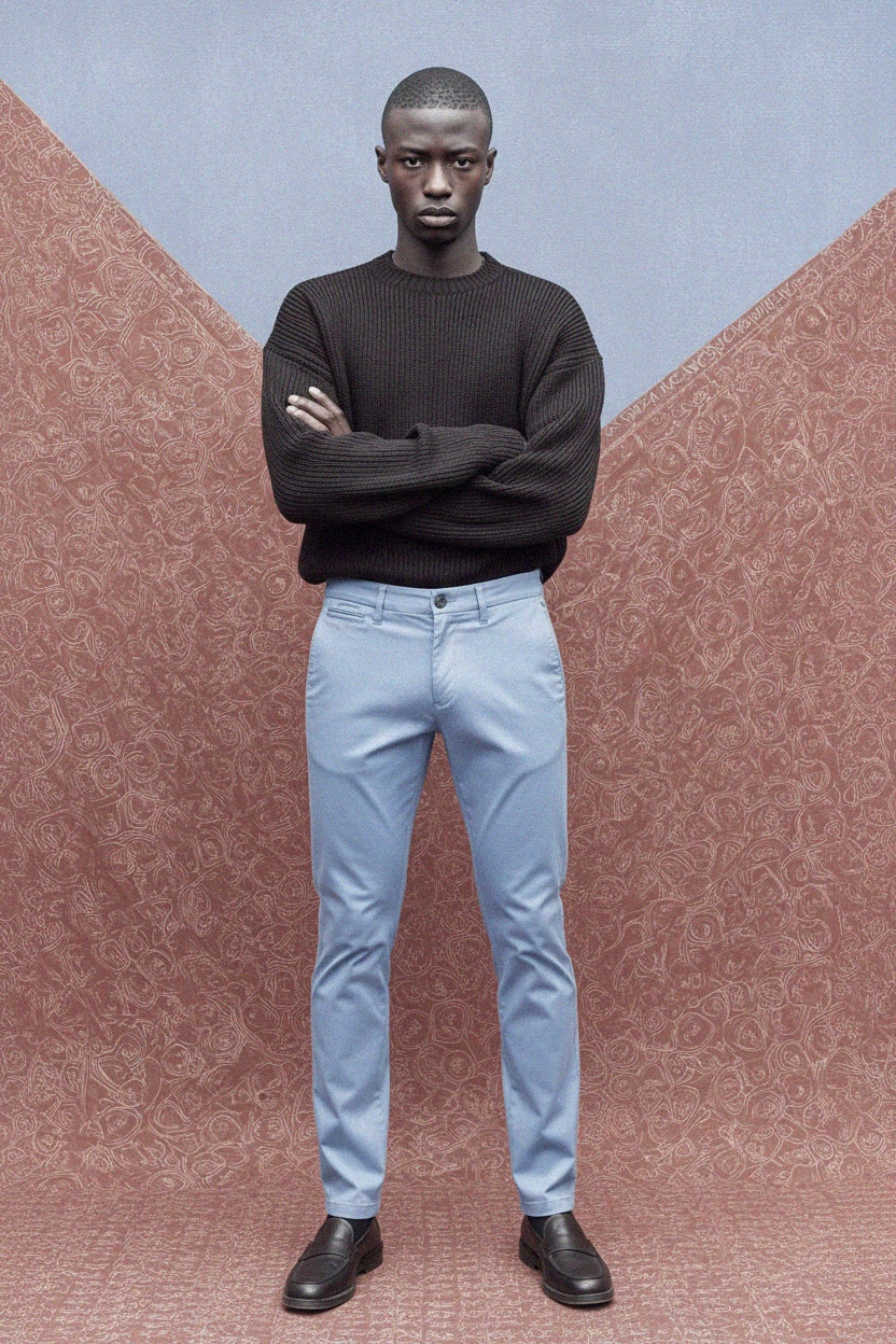 Light Blue Slim Fit Chino Pants zdjęcie 2