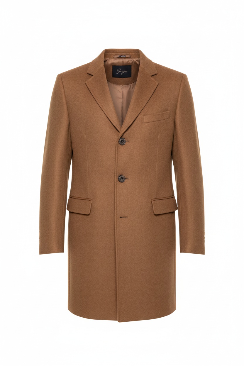 Classic Brown Single-Breasted Overcoat zdjęcie 1