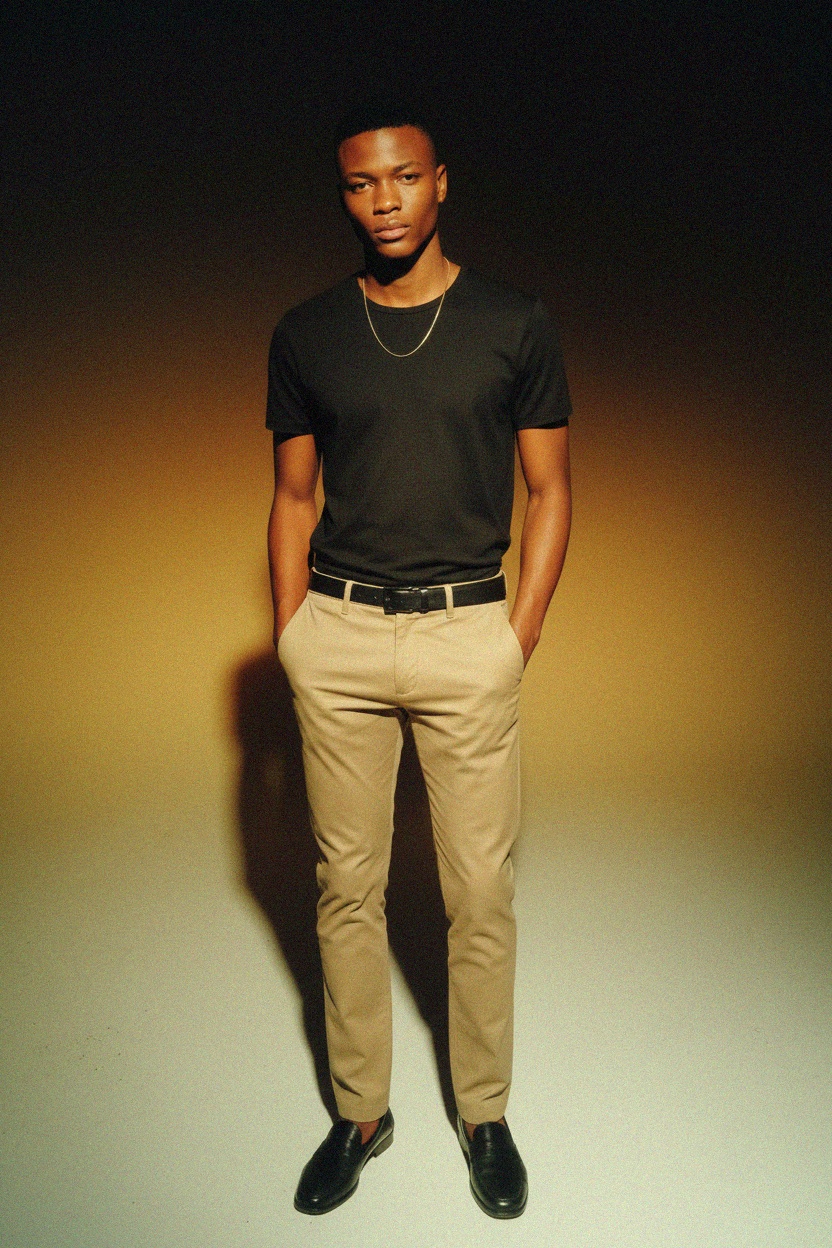 Uniwersalne beżowe spodnie chino o regularnym kroju zdjęcie 3