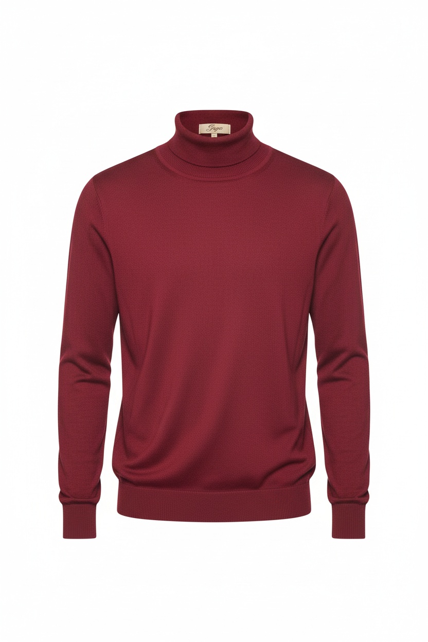 Red Turtleneck Knit Sweater zdjęcie 1