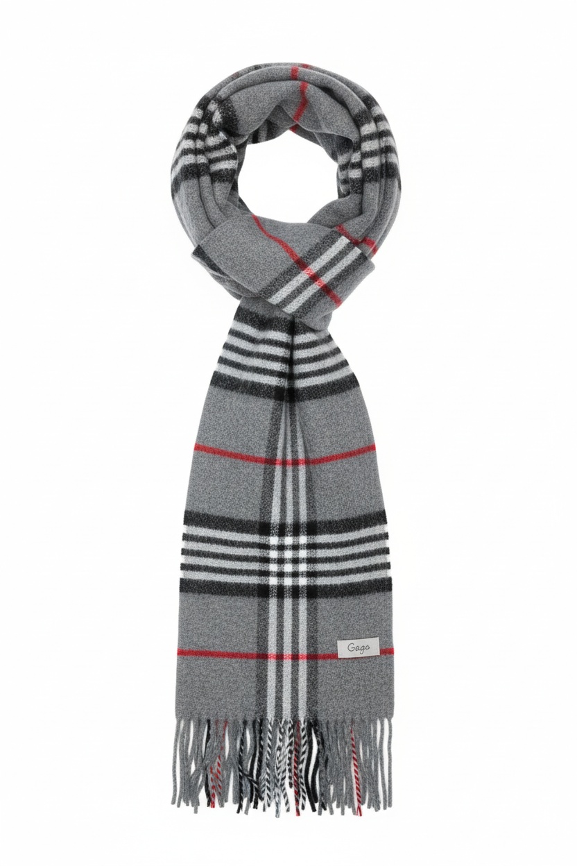 Classic Plaid Scarf with Fringed Edges zdjęcie 1