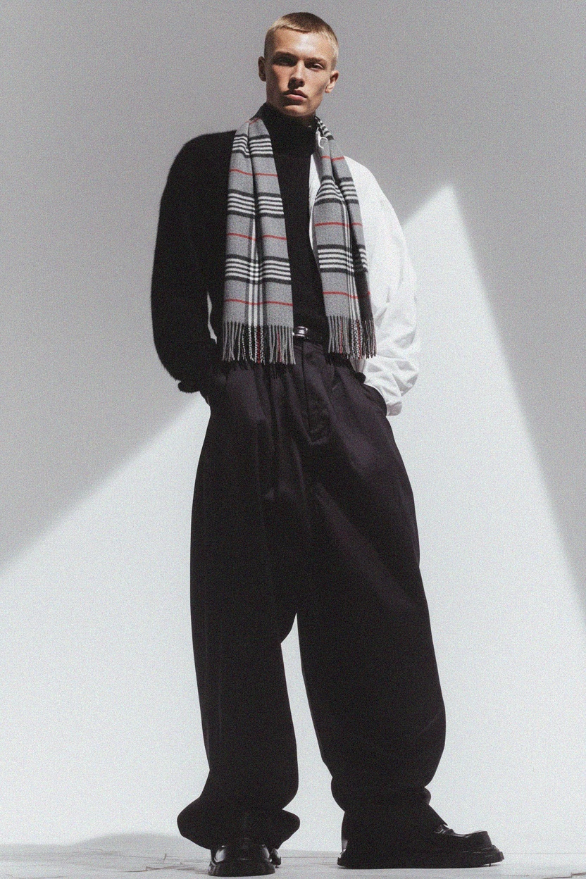 Classic Plaid Scarf with Fringed Edges zdjęcie 2