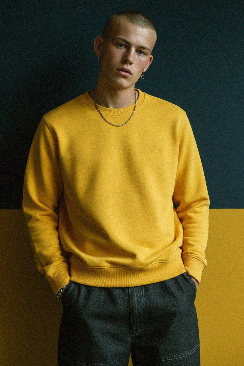 Classic Yellow Crewneck Sweatshirt zdjęcie 2