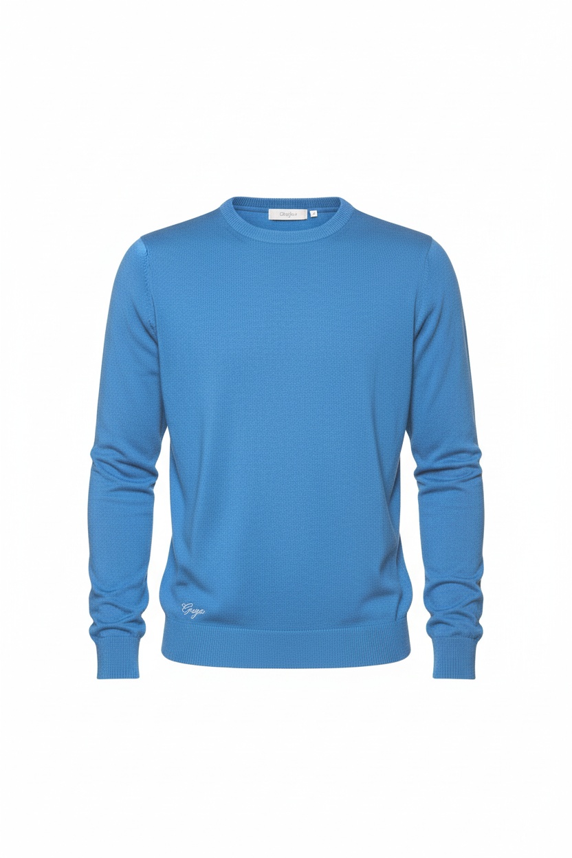 Classic Blue Crew Neck Knit Sweater zdjęcie 1