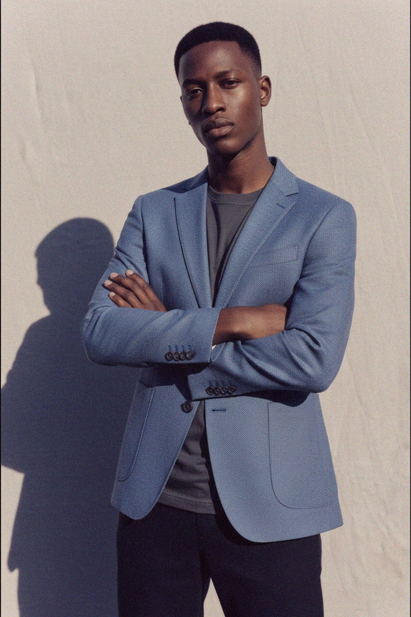 Textured Blue Blazer zdjęcie 2