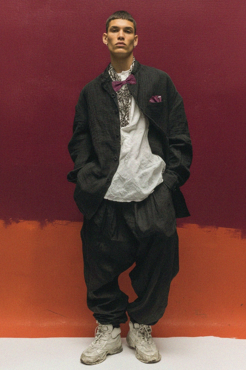 Zestaw: muszka i poszetka w kolorze czerwonym zdjęcie 3