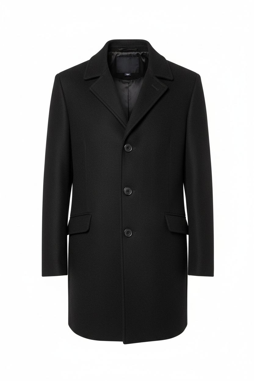 Classic Black Single-Breasted Coat zdjęcie 1