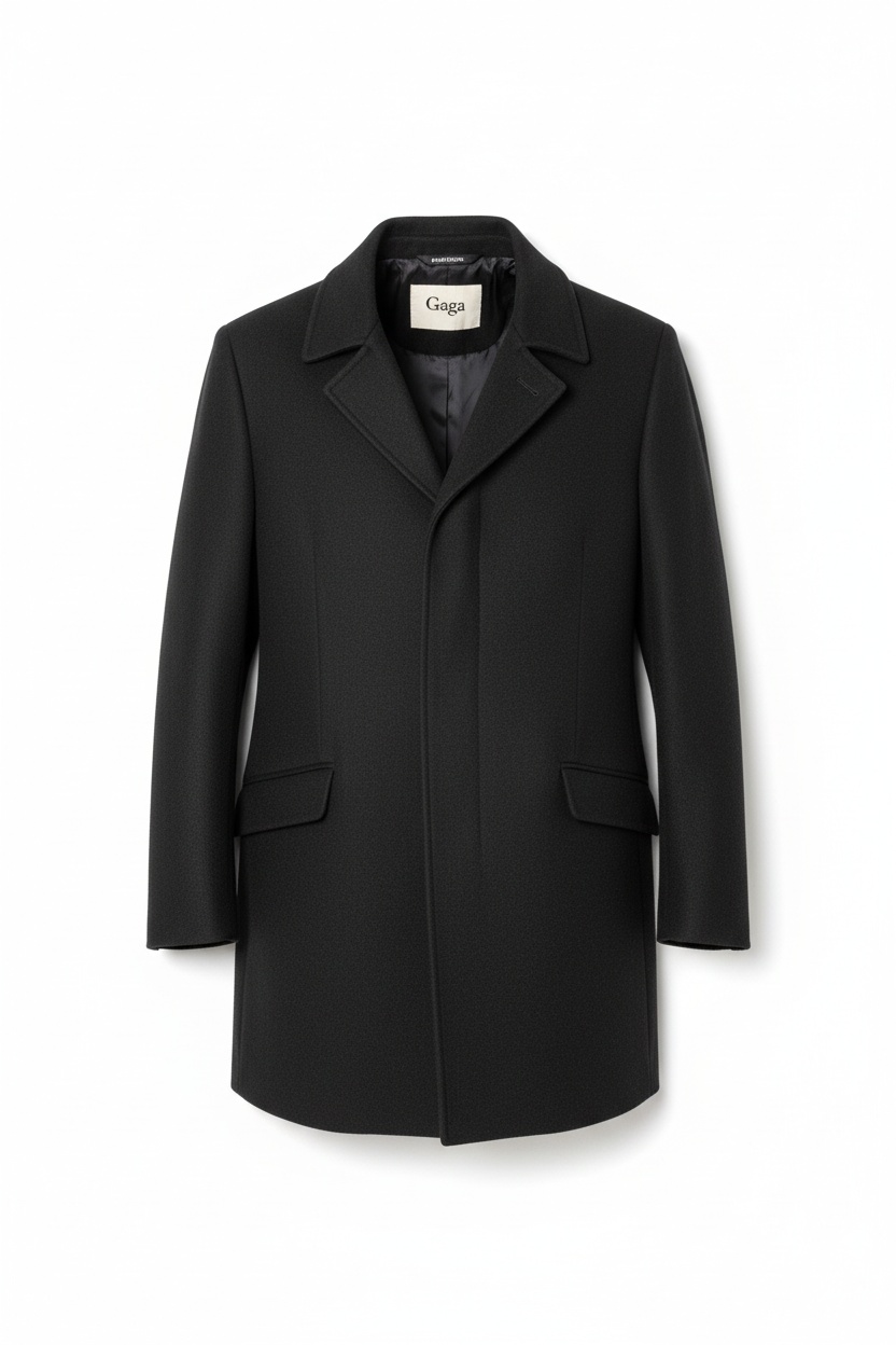 Classic Tailored Black Overcoat zdjęcie 1