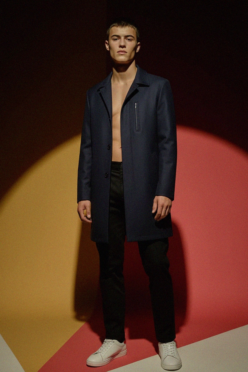 Classic Navy Regular Fit Coat zdjęcie 2