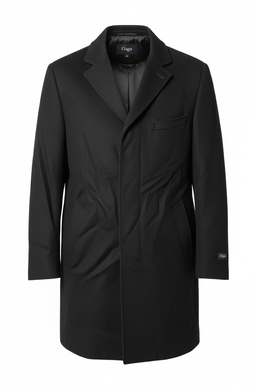 Classic Black Single-Breasted Overcoat zdjęcie 1