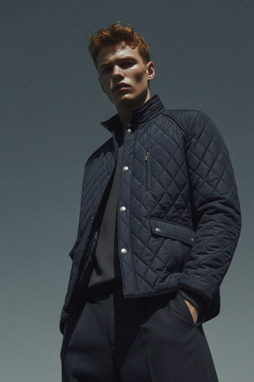 Classic Navy Quilted Jacket zdjęcie 2