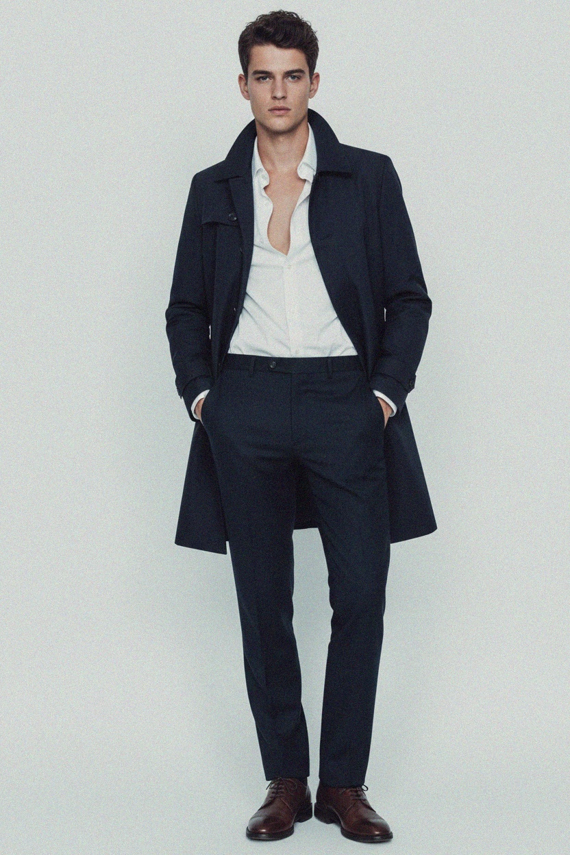 Classic Dark Blue Mac Coat zdjęcie 2