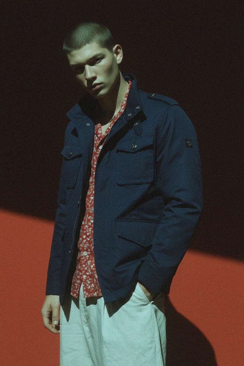 Granatowa kurtka polowa Utility zdjęcie 3