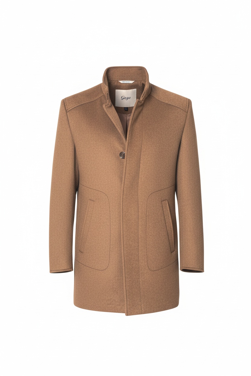 Classic Brown Wool Blend Overcoat zdjęcie 1