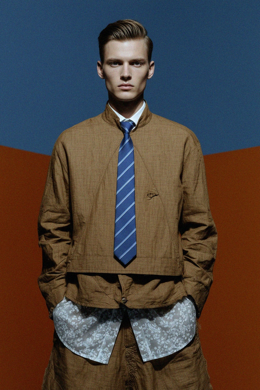 Klasyczny niebieski krawat w paski zdjęcie 2