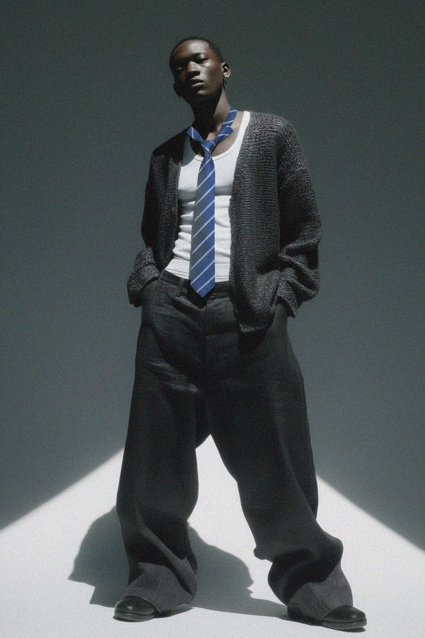 Klasyczny niebieski krawat w paski zdjęcie 3