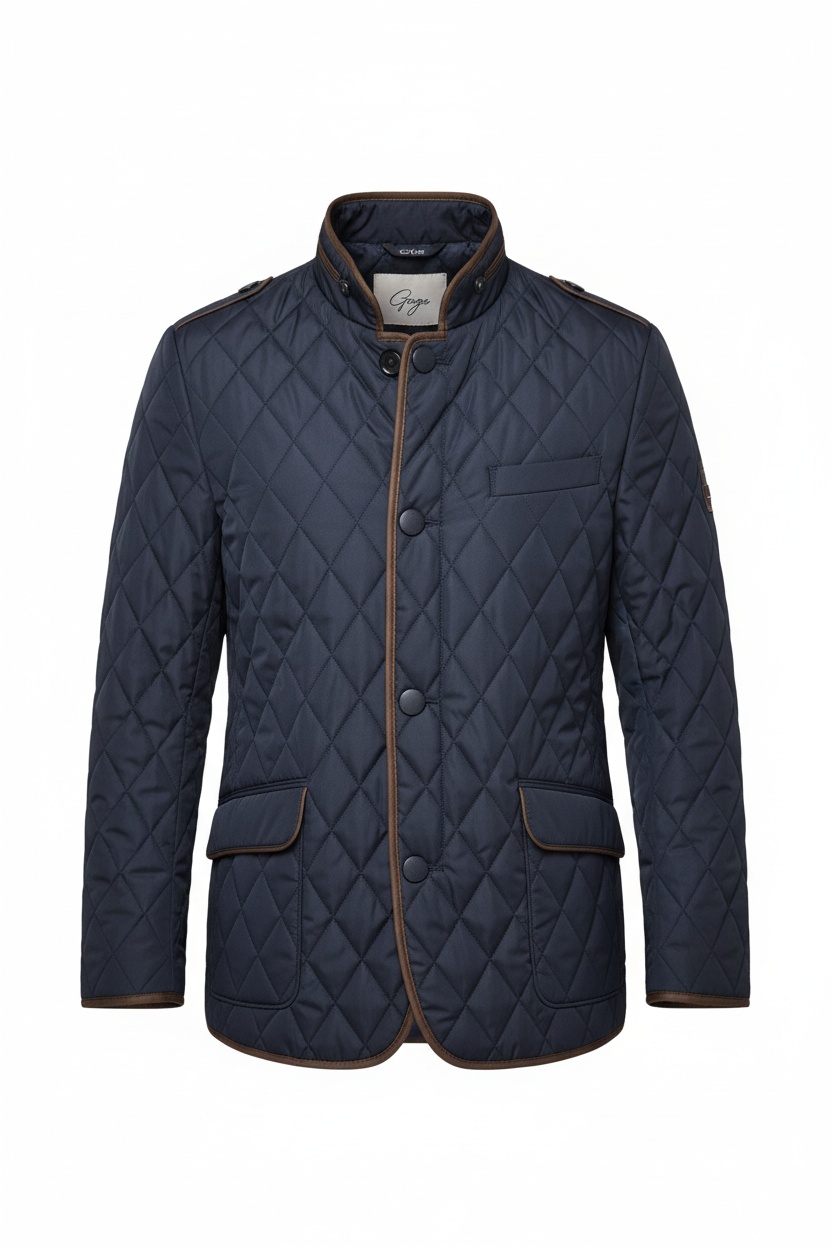 Navy Diamond Quilted Jacket zdjęcie 1