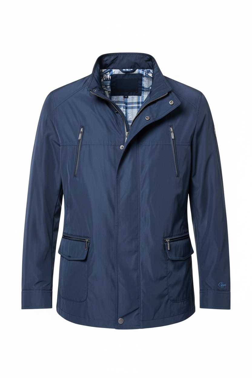 Blue Multi-Pocket Casual Jacket zdjęcie 1