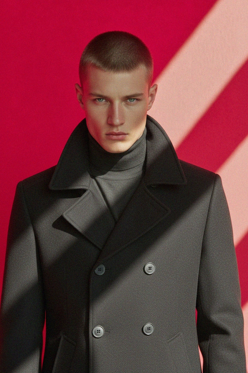 Klasyczny dwurzędowy płaszcz typu peacoat zdjęcie 3