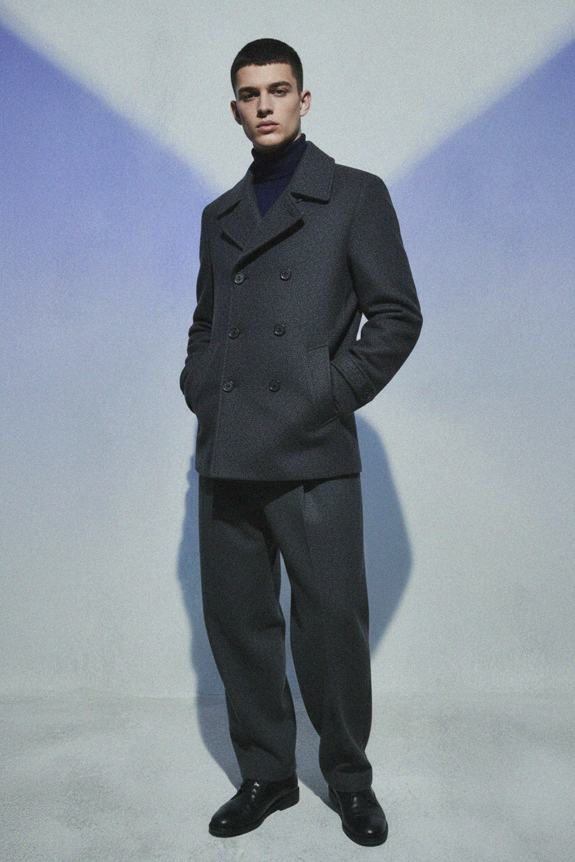 Classic Double-Breasted Peacoat zdjęcie 2