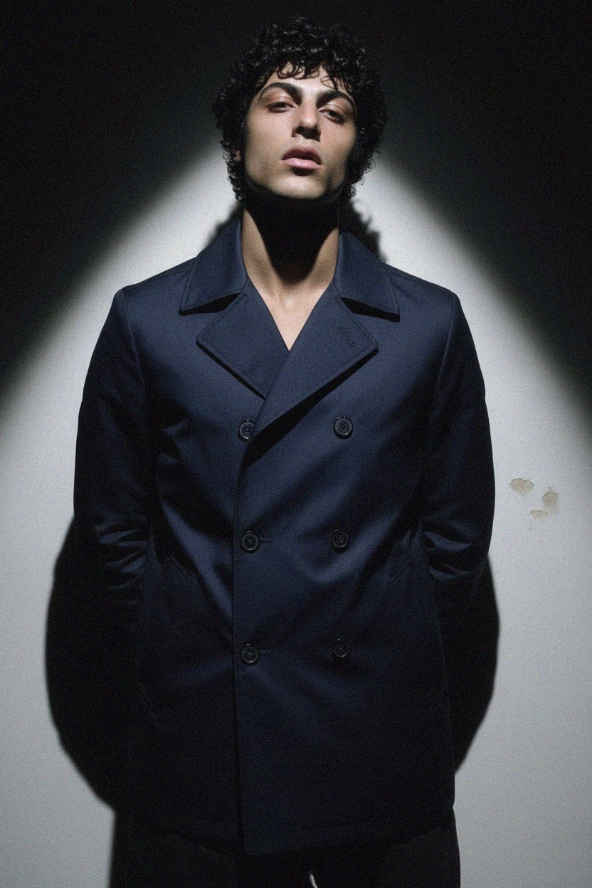 Klasyczny dwurzędowy marynarski płaszcz zdjęcie 3