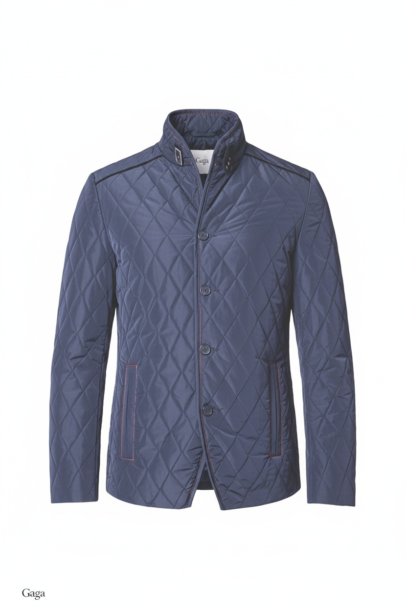 Diamond Quilted Jacket with Stand Collar zdjęcie 1