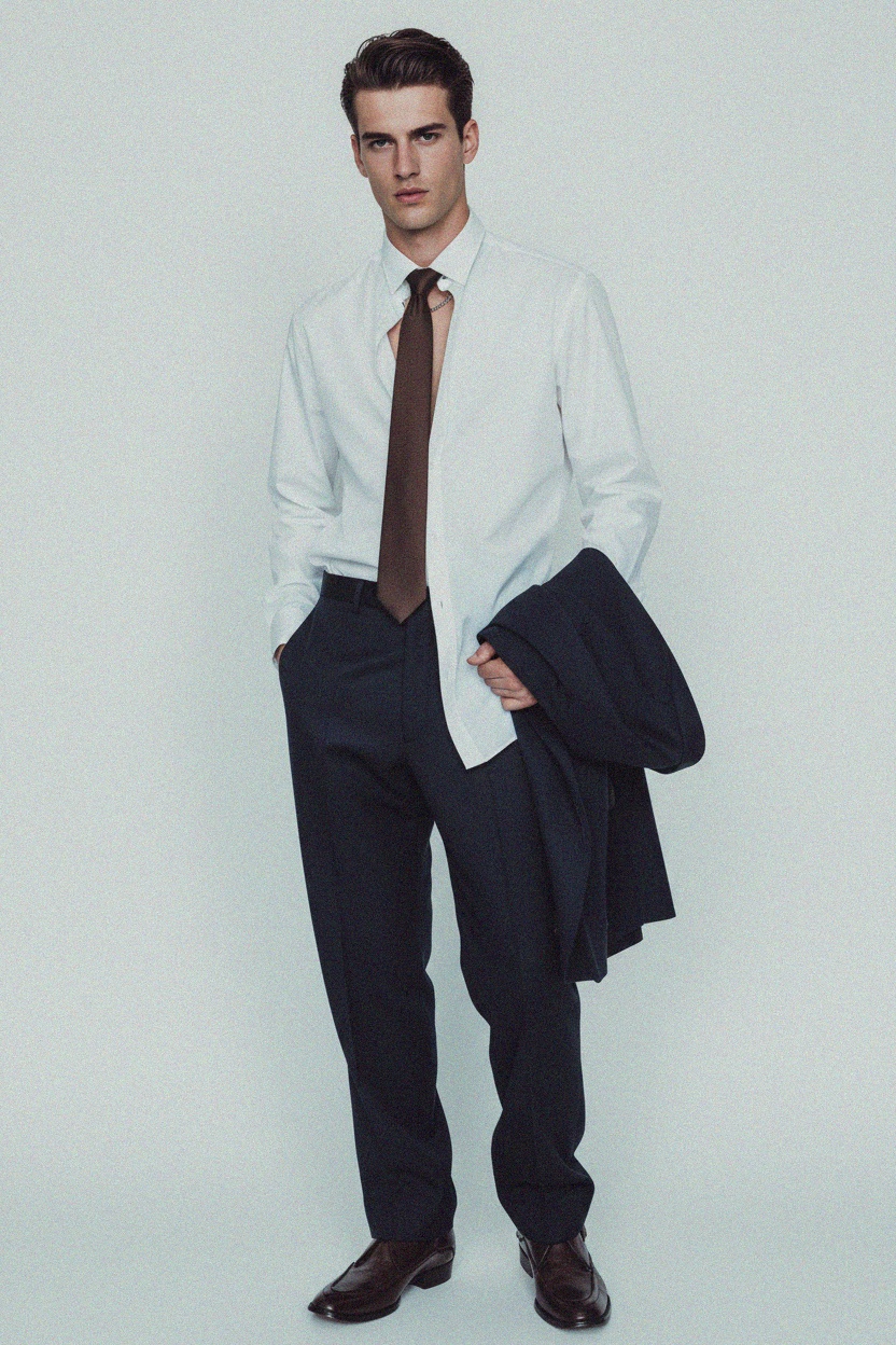 Klasyczny brązowy krawat teksturowany zdjęcie 3