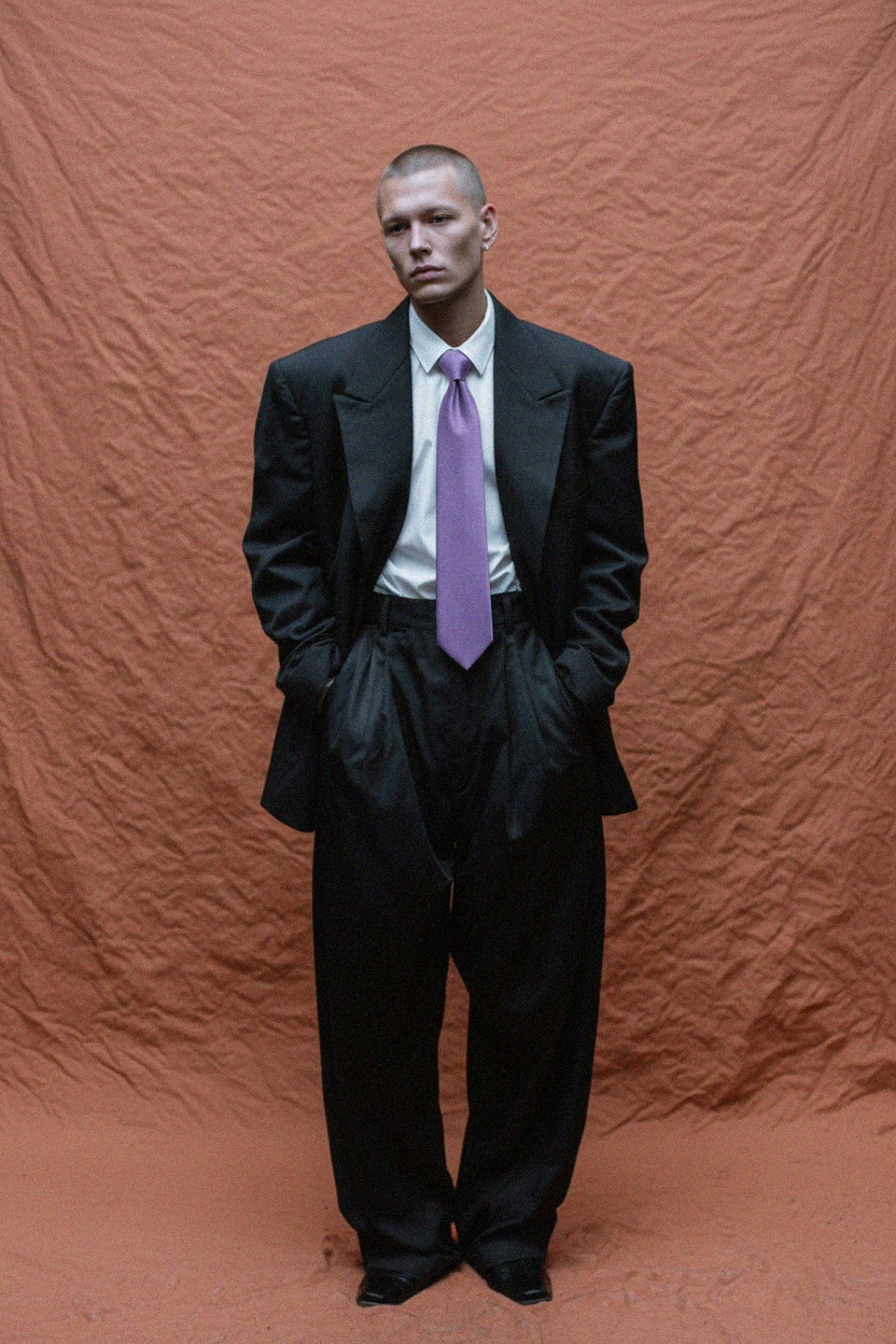 Elegant Purple Textured Necktie zdjęcie 2