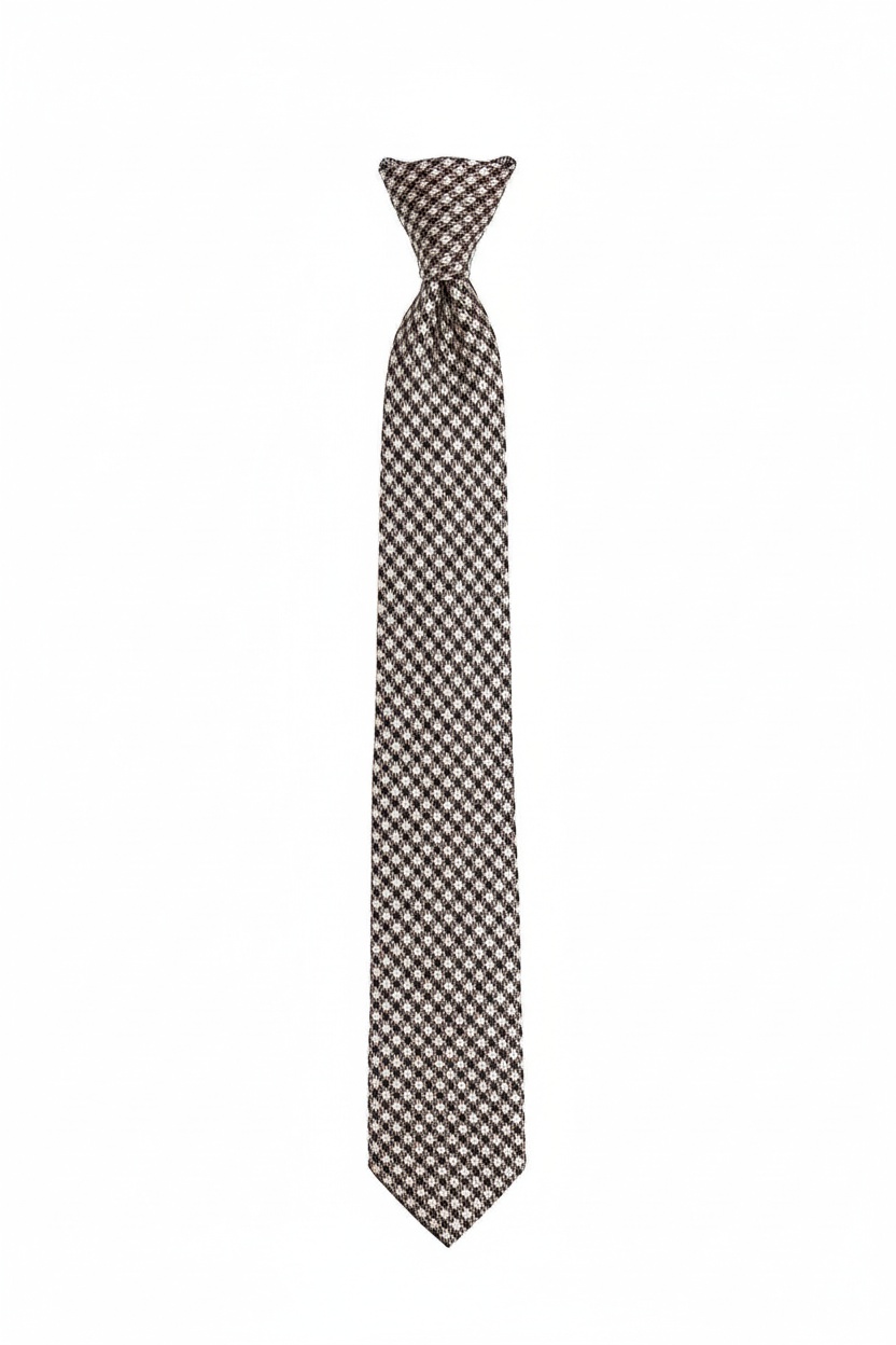Brown Check Pattern Tie zdjęcie 1