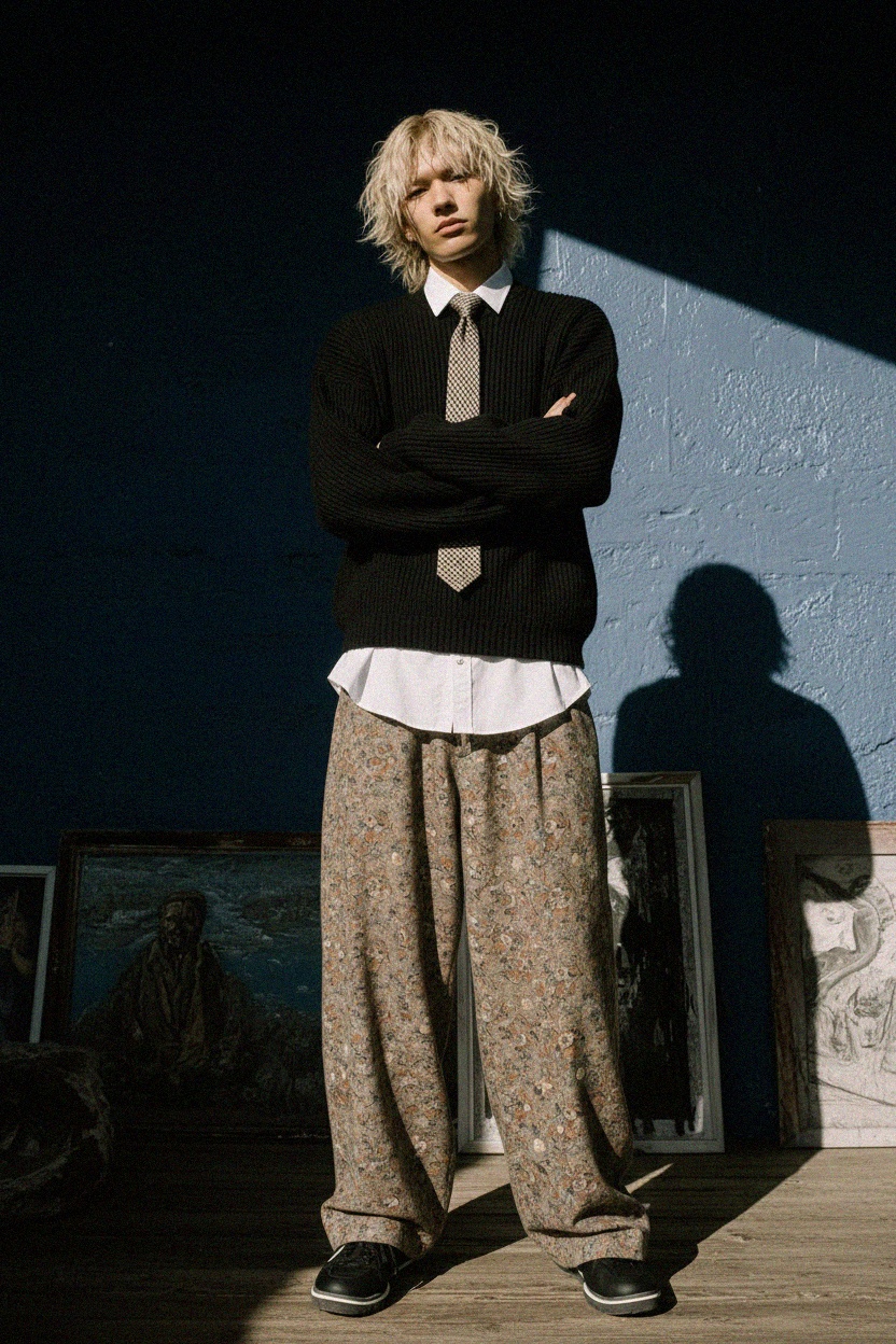 Krawat w brązową kratkę zdjęcie 3