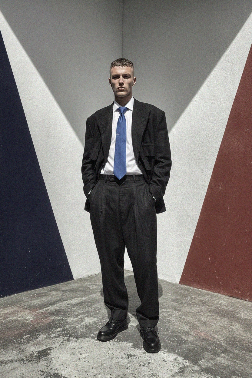 Classic Blue Textured Tie zdjęcie 2