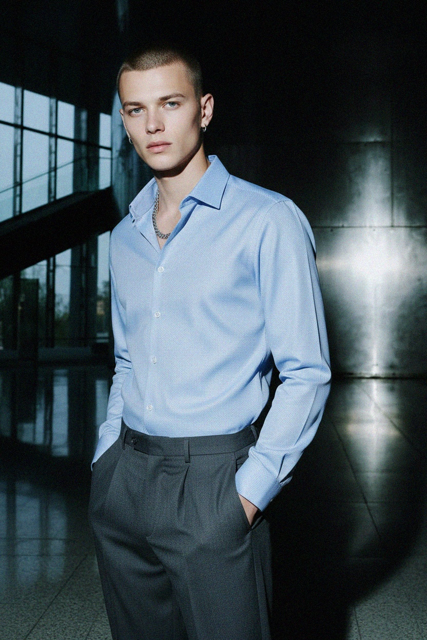 Fitted Blue Dress Shirt zdjęcie 2