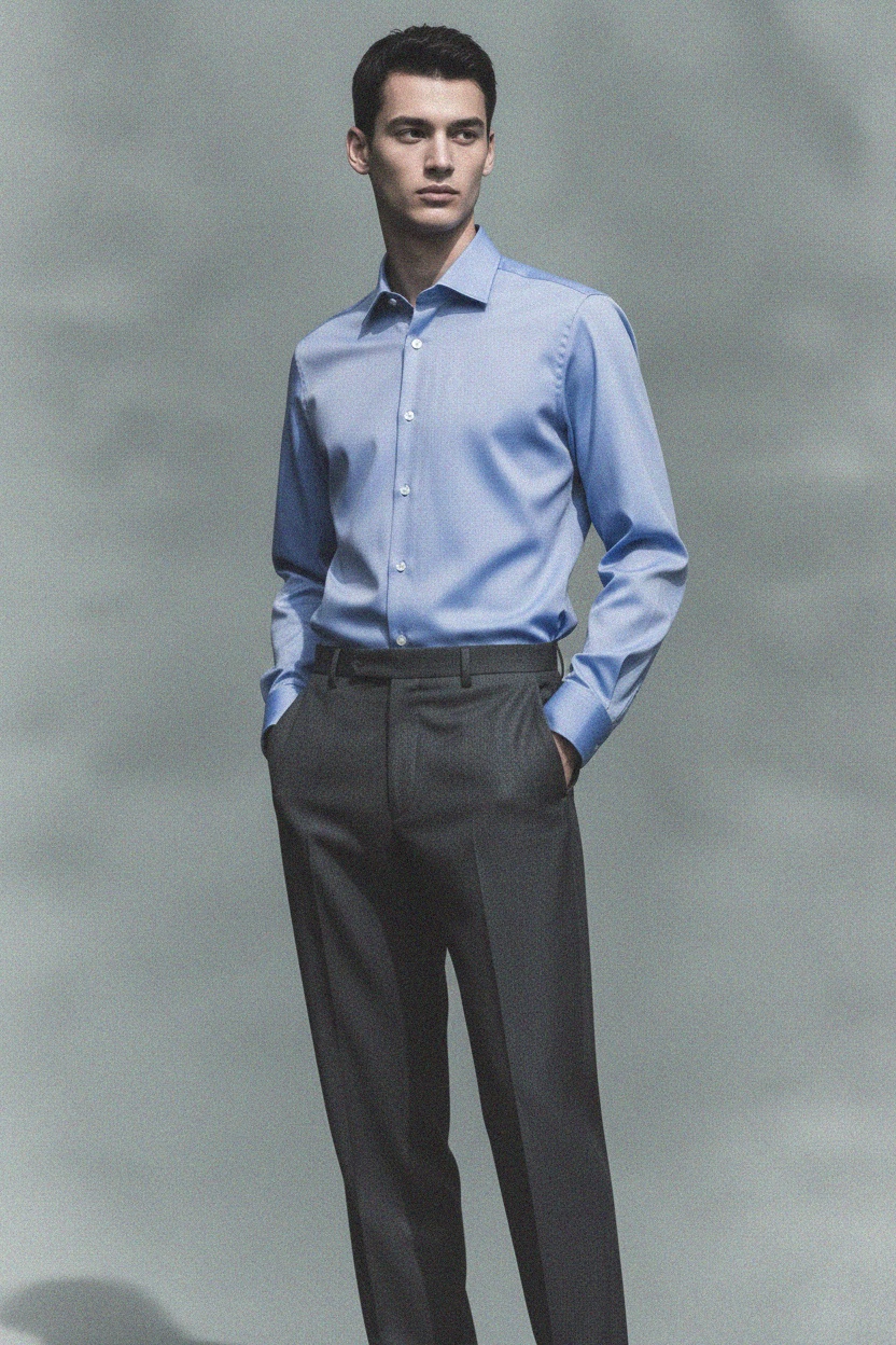 Klasyczna niebieska koszula wizytowa zdjęcie 3