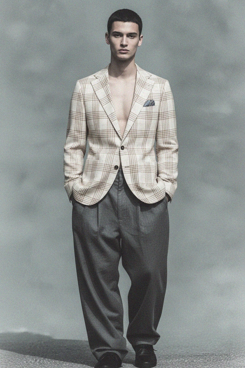 Lekka marynarka w kratę zdjęcie 3