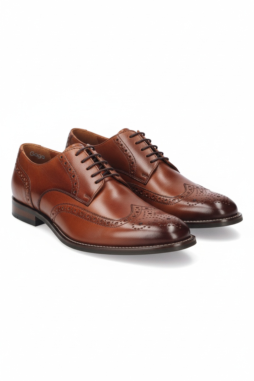 Classic Brown Leather Brogue Derby Shoes zdjęcie 1