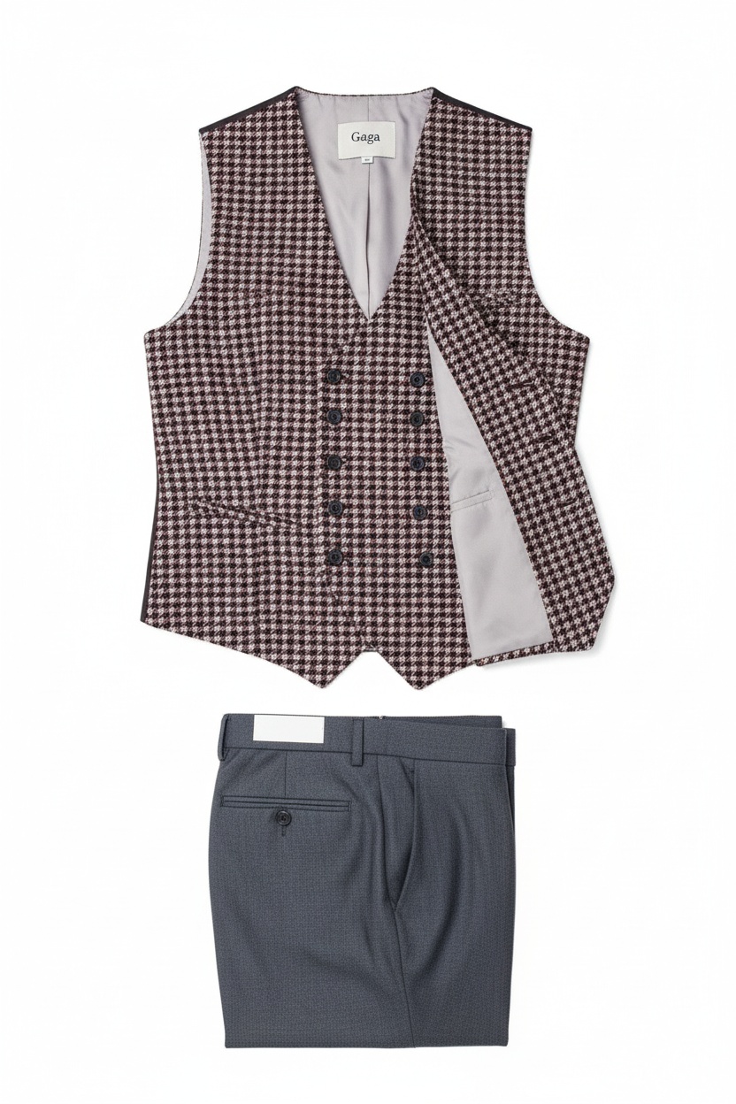 Patterned Double-Breasted Vest & Tailored Trousers zdjęcie 1