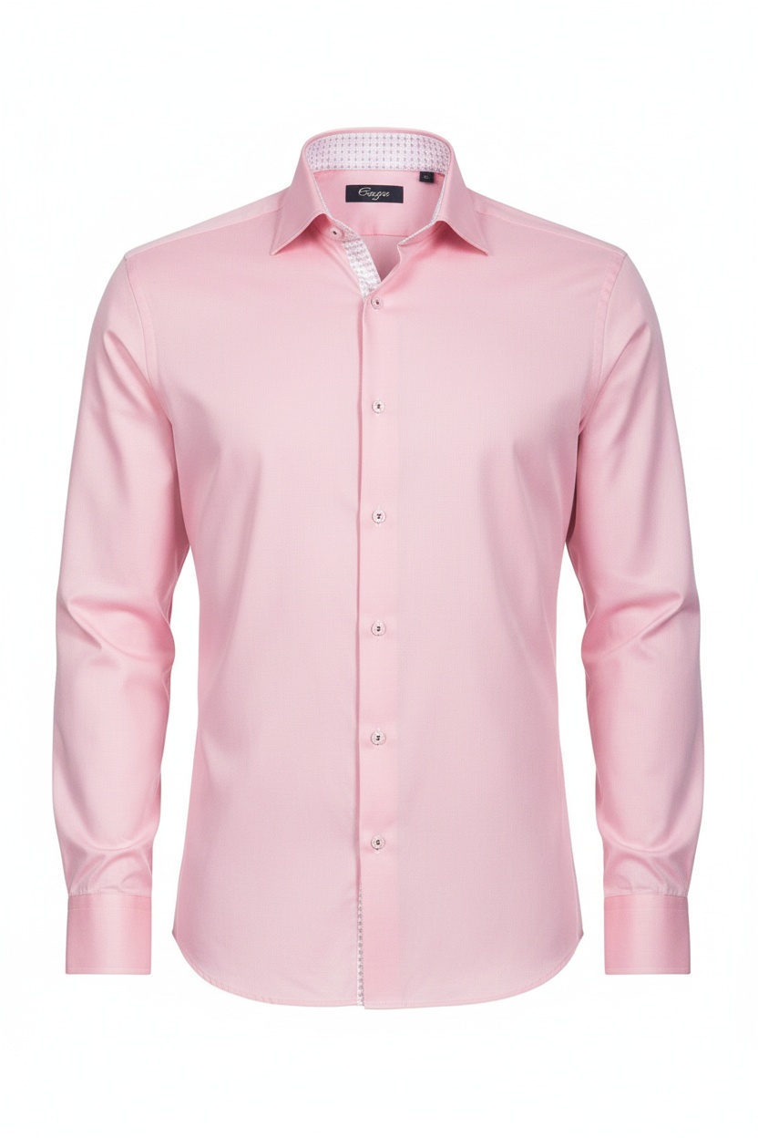 Classic Pink Long Sleeve Button-Up Shirt zdjęcie 1
