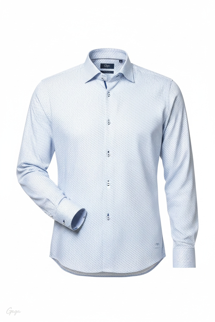 Light Blue Dotted Long Sleeve Shirt zdjęcie 1