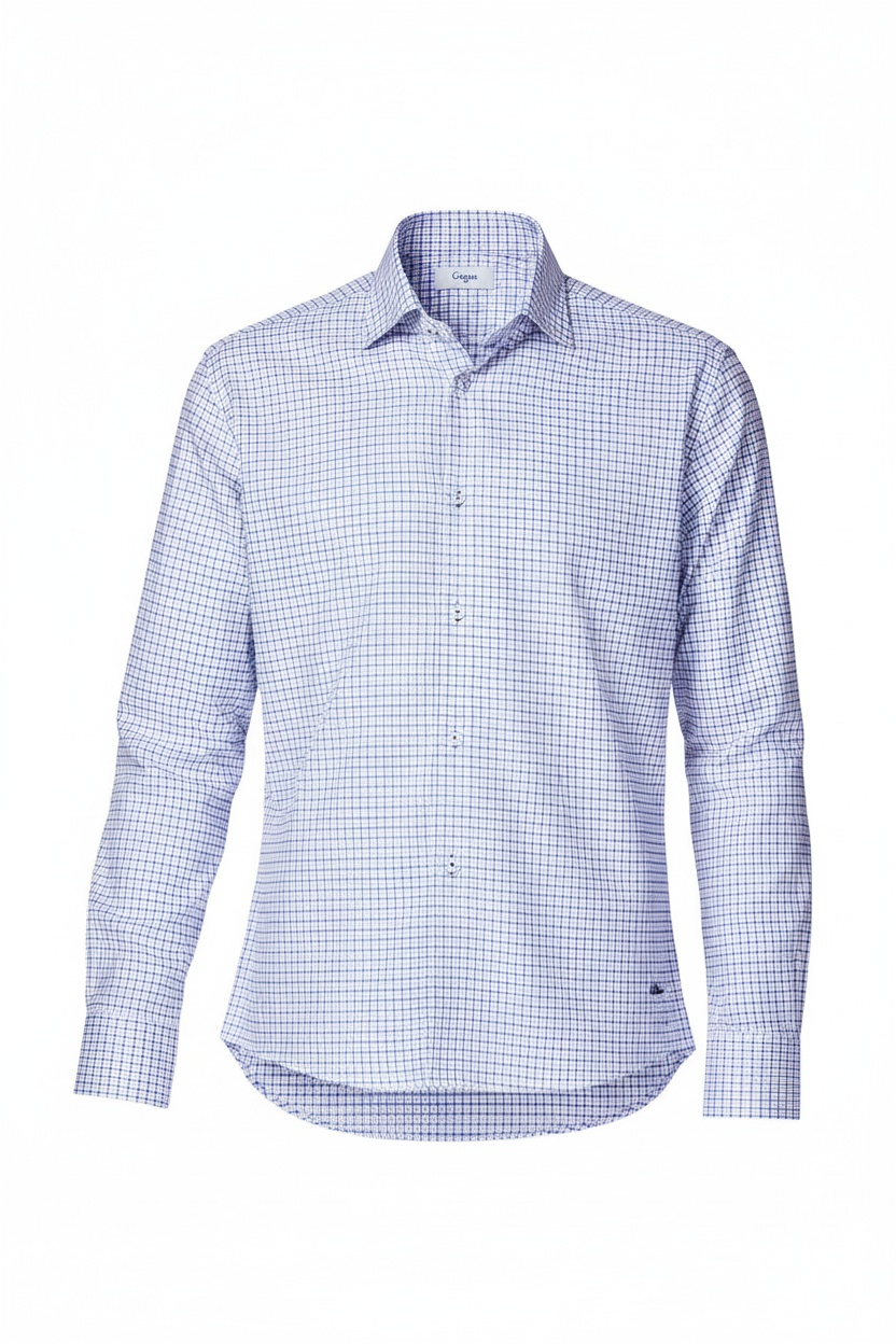 Classic Blue Checkered Long Sleeve Shirt zdjęcie 1