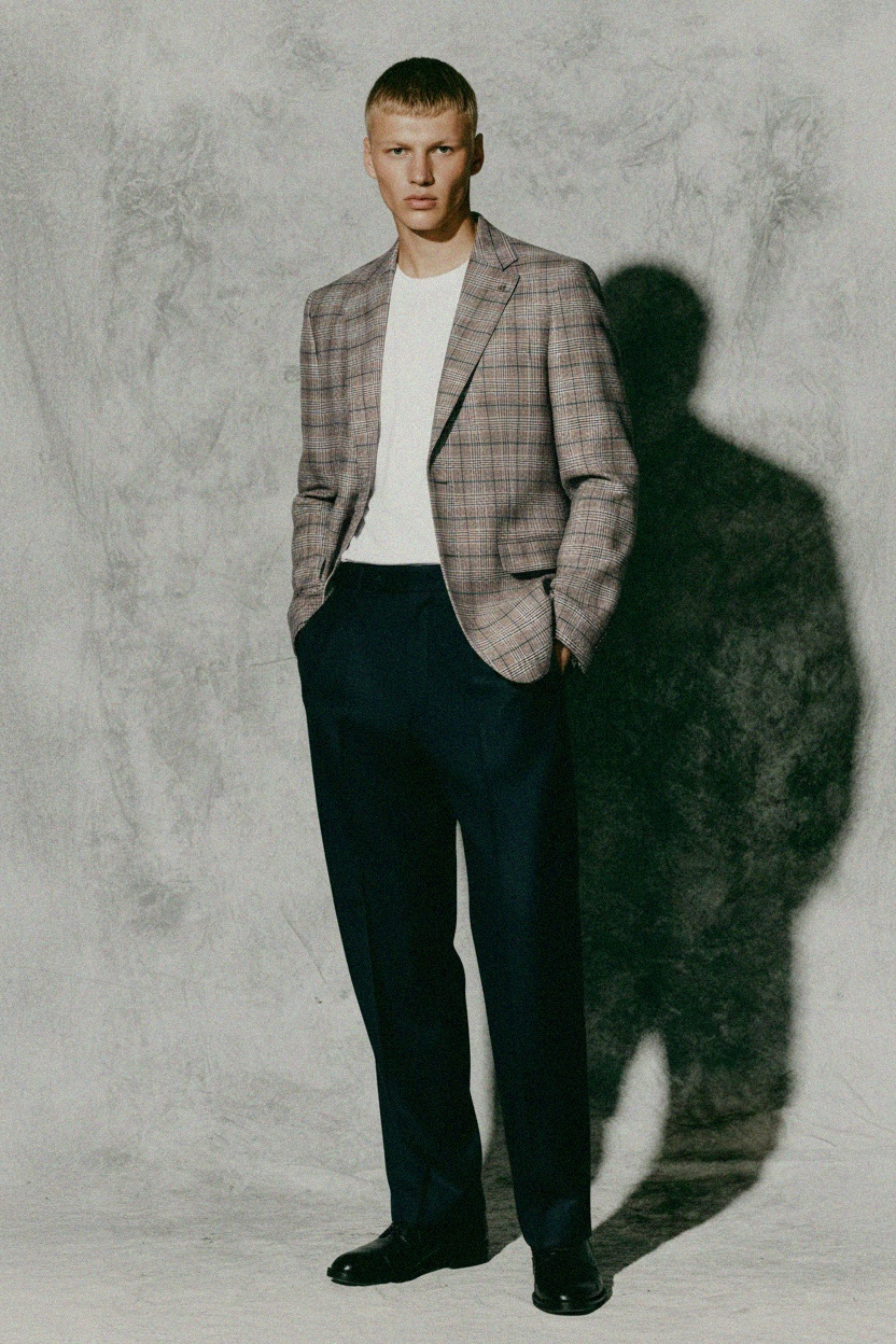 Classic Plaid Blazer with Notch Lapel zdjęcie 2