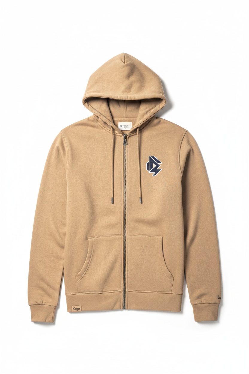 Full-Zip Hoodie with College Dept Logo - Beige zdjęcie 1