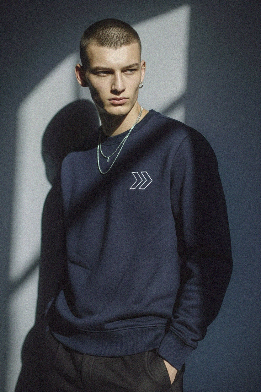 Classic Crew Neck Sweatshirt with Graphic Detail zdjęcie 2